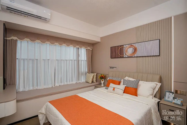 108㎡三居，設計橫廳實木一體柜，體驗簡約實用的奶油風生活